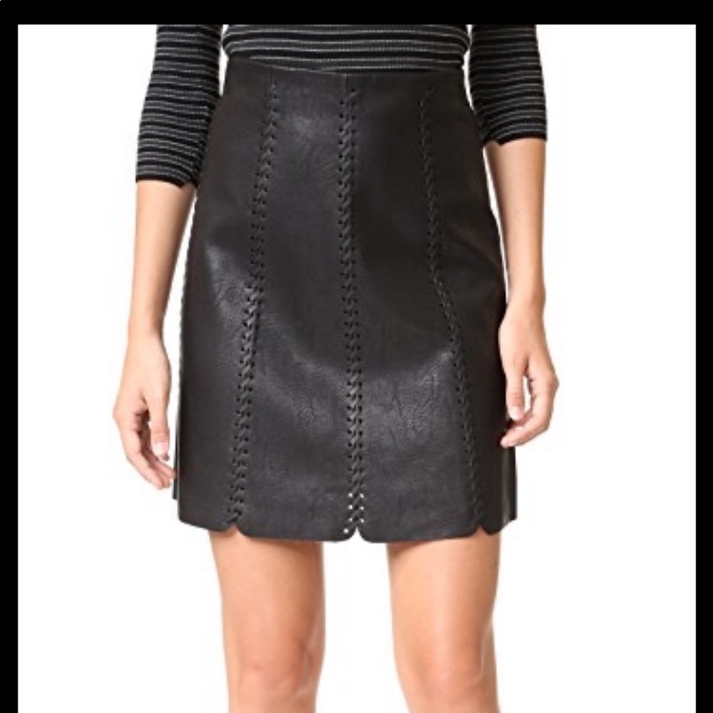 Club Monaco Erlend Black Leather Skirt